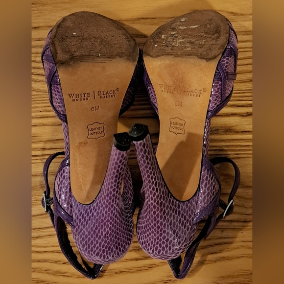 Y2K White House Black Market Purple Snake Leather Peep Toe Heel Pump Shoe SZ 6M - Picture 6 of 9